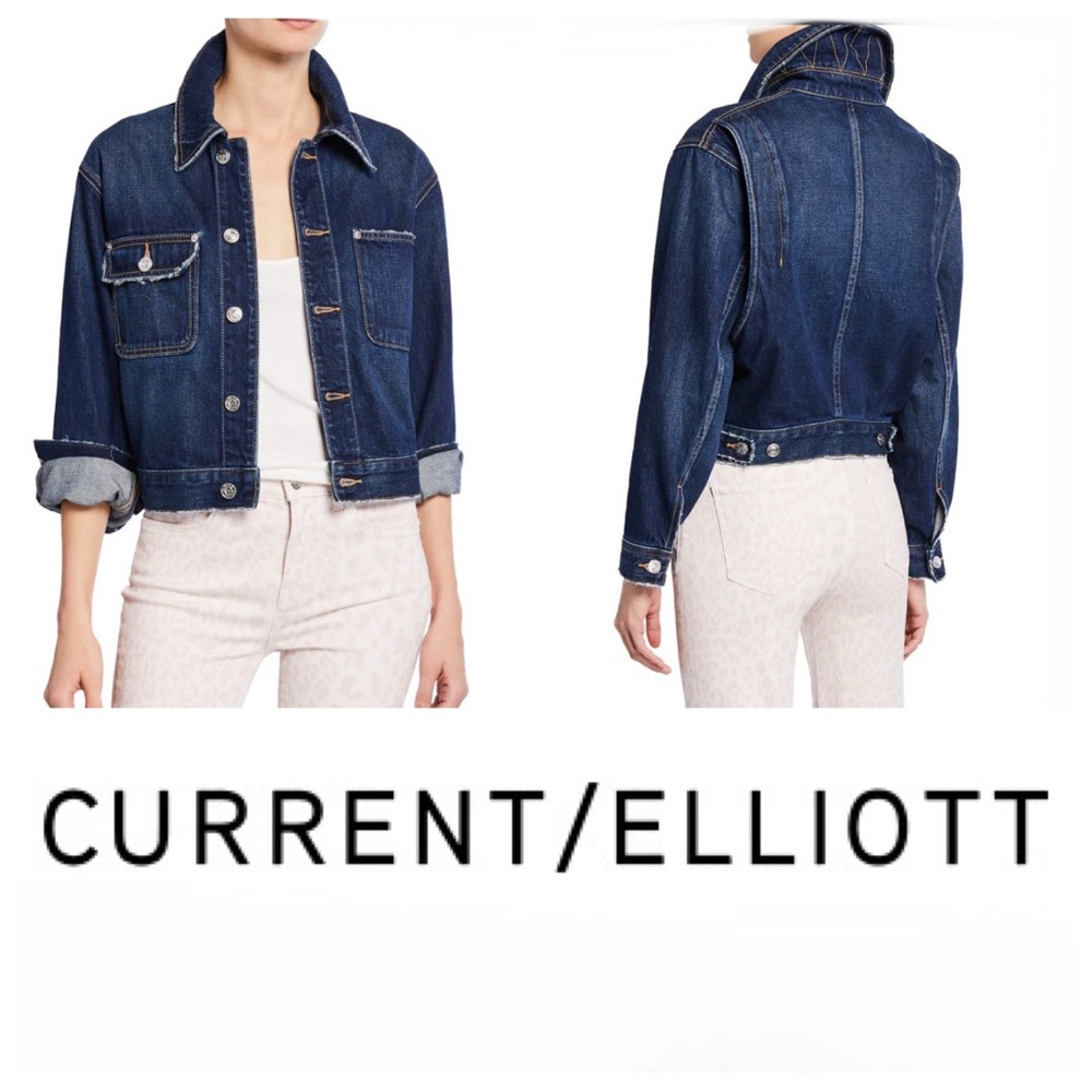 Current/Elliott The Denim 100% Cotton Oversized Cropped Sammy Jacket